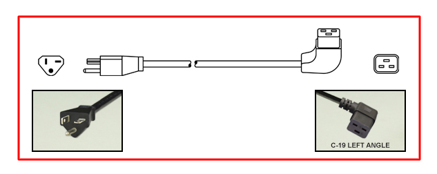 North America NEMA 5-20 plug to left-angle C-19 connector - North America Power Cord