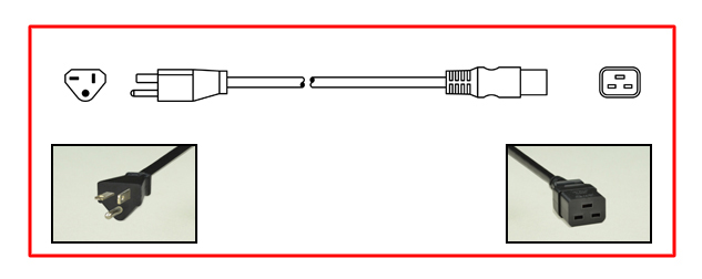 North America NEMA 6-20 plug to straight C-19 connector - North America Power Cord