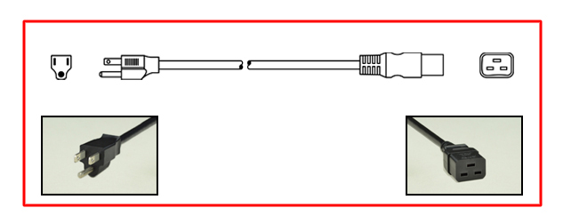 Japan plug to straight C-19 connector - Japan Power Cord