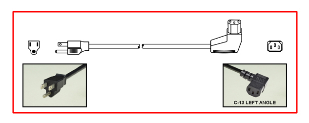 Japan plug to left-angle C-13 connector - Japan Power Cord