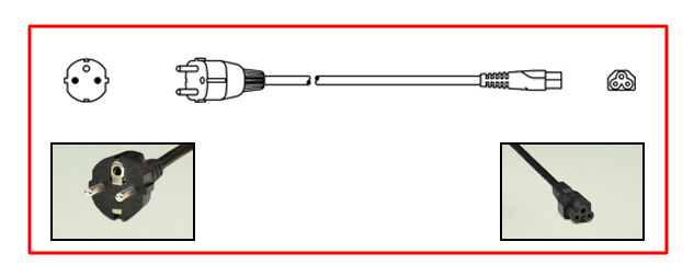 European Schuko plug to straight C-5 connector - European Schuko Power Cord