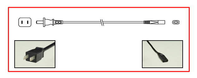 JA1-15P Non-Grounded to straight C-7 connector - Japan Power Cord