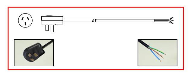 Uruguay plug to unterminated ends - Uruguay Power Cord