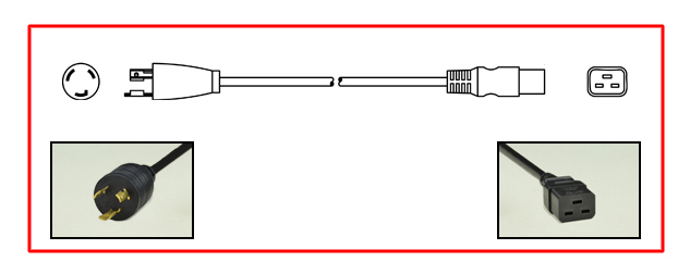 North America NEMA L5-20 Locking plug to straight C-19 connector - North America Power Cord