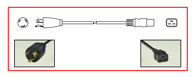 North America NEMA L6-20 Locking plug to straight C-19 connector - North America Power Cord