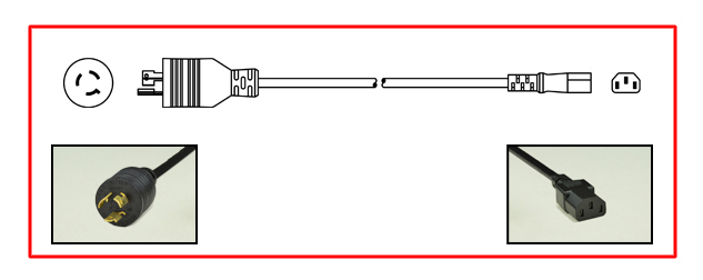 North America NEMA L6-15 Locking plug to straight C-13 connector - North America Power Cord