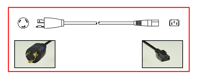 North America NEMA L6-20 Locking plug to straight C-13 connector - North America Power Cord