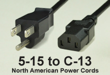 NEMA 5-15 to C-13 AC Power Cords and AC Cables