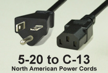 NEMA 5-20 to C-13 AC Power Cords and AC Cables