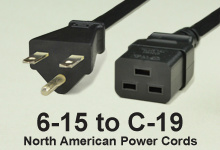 NEMA 6-15 to C-19 AC Power Cords and AC Cables