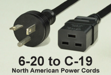 NEMA 6-20 to C-19 AC Power Cords and AC Cables
