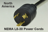 North America NEMA L5-30 AC Power Cords and AC Power Cables