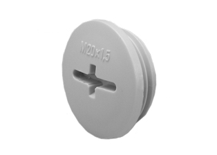 M20 HOLE PLUG WITH "O" RING, IP68 RATED, GREY COLOR, POLYSTYRENE, RAL 7035, TEMP. RANGE = -25°C TO +60°C.
