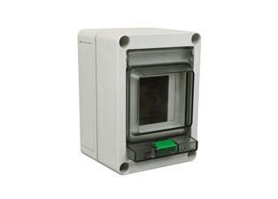 EUROPEAN, UK, INTERNATIONAL WEATHERPROOF 2 MODULE SURFACE MOUNT IP65 RATED, NEMA TYPE 4X, CIRCUIT BREAKER ENCLOSURE. OUTDOOR UV RATED. ACCEPTS 35mm DIN RAIL MOUNTED OVERLOAD & GFCI (RCD) BREAKERS, TEMP. RATING = -40C TO +120C. CE MARK. GRAY.

<br><font color="yellow">Notes: </font> 
<br><font color="yellow">*</font> NOTE: Filler blanks, part # QBP5, sold separately.
<br><font color="yellow">*</font> NOTE: Combination PE / Neutral termination strip, part # 88-573, sold separately. # 88-573 for use only on European applications. Terminal Strip # 88-573 is not UL approved.
<br><font color="yellow">*</font> Outdoor UV rated enclosure.
<br><font color="yellow">*</font> IP68 cable connectors listed on page 210.