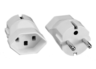 SWITZERLAND, BRAZIL, SOUTH AFRICA 16 AMPERE-250 VOLT PLUG ADAPTER, IMPACT RESISTANT, 2 POLE-3 WIRE GROUNDING (2P+E). WHITE. 

<br><font color="yellow">Notes: </font> 
<br><font color="yellow">*</font> Connects Swiss 10 Amp. (SW1-10P), Swiss 16 Amp. (SW2-16P), Brazil 10 Amp. (BR2-10P), S. Africa SANS 164-2 16A-250V plugs with European Schuko CEE 7/4 (EU1-16R), France / Belgium (FR1-16R) CEE 7/5 outlets, sockets, receptacles.
<br><font color="yellow">*</font> Scroll down to view additional related products.
