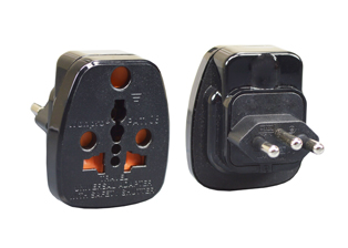 SOUTH AFRICA "UNIVERSAL" 16 AMPERE-250 VOLT <font color="yellow"> TYPE N </font> PLUG ADAPTER, SANS 164-2 (SA1-16P), SHUTTERED CONTACTS, IMPACT RESISTANT NYLON, 2 POLE-3 WIRE GROUNDING (2P+E). BLACK.

<br><font color="yellow">Notes: </font> 
<br><font color="yellow">*</font> Connects South Africa, India 16A-250V <font color="yellow"> TYPE M </font>  plugs, South Africa, India 6A-250V <font color="yellow"> TYPE D </font>  plugs and International plugs with South Africa <font color="yellow"> TYPE N </font> 164-2 (SA1-16R) power outlets.
 <br><font color="yellow">*</font> Adapter accepts South Africa, European, International, American plug types.
<br><font color="yellow">*</font> Scroll down to view related products.



















 