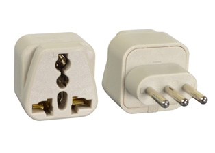 UNIVERSAL ITALY, ITALIAN, CHILE 10 AMPERE-250 VOLT TYPE L PLUG ADAPTER. CONNECTS EUROPEAN, BRITISH, UK, AUSTRALIA, NEMA, WORLDWIDE / INTERNATIONAL PLUGS WITH ITALIAN CEI 23-16/VII (IT1-10R) 10A-250V & (IT2-16R) 16A-250V OUTLETS, 2 POLE-3 WIRE GROUNDING (2P+E). IVORY. 

<br><font color="yellow">Notes: </font>
<br><font color="yellow">*</font> Adapter #30280 - Maximum in use electrical rating 10 Ampere 250 Volt. 
<br><font color="yellow">*</font> Add-on adapter #74900-SGA required for "Grounding / Earth" connection when #30280 is used with European, German, French "Schuko" CEE 7/7 & CEE 7/4 plugs.
<br><font color="yellow">*</font> Optional plug adapters with integral "Grounding / Earth" connection are #30150 and #30160 listed below in related products.
<br><font color="yellow">*</font> View related products below for country specific universal and international worldwide plug adapters for all countries. Scroll down to view.
