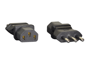 ADAPTER, ITALY PLUG, IEC 60320 C-13 CONNECTOR, 10 AMPERE-250 VOLT, 2 POLE-3 WIRE GROUNDING (2P+E), IMPACT RESISTANT RUBBER BODY. BLACK.

<br><font color="yellow">Notes: </font> 
<br><font color="yellow">*</font> Mates IEC 60320 C-14 power cords to Italy outlets.
