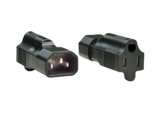 ADAPTER, IEC 60320 C-14 PLUG, NEMA 5-15R TYPE B  CONNECTOR. CONNECTS IEC 60320 C-13 CONNECTORS WITH NEMA 5-15P PLUGS & POWER CORDS, 15 AMPERE-125 VOLT C(RU)US RATED, INTERNATIONAL 10A-250V. 2 POLE-3 WIRE GROUNDING (2P+E). BLACK. 

<br><font color="yellow">Notes: </font> 
<br><font color="yellow">*</font> "Y" type splitter adapters, IEC 60320 C-13, C-14, C-15, C-5, C-7, C-19, C-20 plug adapters & European C-14, C-20 adapters are listed below in related products. Scroll down to view.
<br><font color="yellow">*</font><font color="yellow">*</font> Scroll down to view related product groups including similar adapters or select from Adapter Links and Transformer Links.
<br><font color="yellow">*</font> Adapter Links:  
<font color="yellow">-</font> <a href="https://www.internationalconfig.com/plug_adapt.asp" style="text-decoration: none">Country Specific Adapters</a> <font color="yellow">-</font> <a href="https://www.internationalconfig.com/universal_plug_adapters_multi_configuration_electrical_adapters.asp" style="text-decoration: none">Universal Adapters</a> <font color="yellow">-</font> <a href="https://www.internationalconfig.com/icc5.asp?productgroup=%27Plug%20Adapters%2C%20International%27" style="text-decoration: none">Entire List of Adapters</a> <font color="yellow">-</font> <a href="https://www.internationalconfig.com/Electrical_Adapters_C13_C14_C19_C20_C15_C7_C5_C21_60309_and_Electrical_Adapter_Power_Cords.asp" style="text-decoration: none">IEC 60320 Adapters</a> <font color="yellow">-</font><BR> <a href="https://www.internationalconfig.com/icc6.asp?item=IEC60320-Power-Cord-Splitters" style="text-decoration: none">IEC 60320 Splitter Adapters </a> <font color="yellow">-</font> <a href="https://www.internationalconfig.com/icc6.asp?item=IEC60320-Power-Cord-Splitters" style="text-decoration: none">NEMA Splitter Adapters </a> <font color="yellow">-</font> <a href="https://www.internationalconfig.com/icc6.asp?item=888-2126-ADPU" style="text-decoration: none">IEC 60309 Adapters</a> <font color="yellow">-</font> <a href="https://www.internationalconfig.com/cordhelp.asp" style="text-decoration: none">Worldwide and IEC Power Cord Selector</a>.
<br><font color="yellow">*</font> Transformer Links: <font color="yellow">-</font> <a href="https://www.internationalconfig.com/icc6.asp?item=Transformers" style="text-decoration: none">Step-Up, Step-Down Transformers & Voltage Converters </a>.