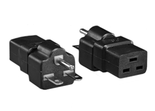 ADAPTER, 15 AMPERE-250 VOLT NEMA 6-15P PLUG, IEC 60320 C-19 CONNECTOR, CONNECTS C-19 CONNECTOR WITH IEC 60320 C-20 PLUGS, C-20 POWER CORDS, C-20 POWER INLETS, 2 POLE-3 WIRE GROUNDING (2P+E). BLACK.

<br><font color="yellow">Notes: </font> 
<br><font color="yellow">*</font> NEMA 6-15P plug connects with NEMA 6-15R (15A-250V) and NEMA 6-20R (20A-250V) outlets.
<br><font color="yellow">*</font> "Y" type splitter adapter, C-19, C-20 plug adapters, IEC 60320 C-13, C-14, C-15, C-5, C-7 plug adapters, European adapters are listed below in related products. Scroll down to view.


