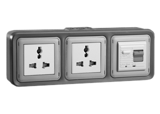 UNIVERSAL, INTERNATIONAL, MULTI-CONFIGURATION <font color="yellow">GFCI (RCBO/RCD)</font> DUPLEX OUTLET, 13 AMPERE-230 VOLT, 50/60 Hz, <font color="yellow">(10mA TRIP)</font>, TEST BUTTON, INDICATOR LIGHT, SHUTTERED CONTACTS, IP 20 RATED, GLAND TYPE CABLE ENTRY, HORIZONTAL MOUNT, 2 POLE-3 WIRE GROUNDING (2P+E), ACCEPTS EUROPEAN, INTERNATIONAL, UK, BRITISH, AUSTRALIA, ASIA, THAILAND, NEMA 5-15P, 6-15P, 5-20P, 6-20P PLUGS. GRAY. 

<br><font color="yellow">Notes: </font> 
<BR><font color="yellow">*</font> Downstream outlets can be protected. Use on single phase 230 volt circuits only.
<BR><font color="yellow">*</font> Latched RCD, No reset after power failure. RCBO (single pole + neutral) provides over current protection.
<br><font color="yellow">*</font> View Dimensional Data Sheet for mating European, International plug types.
<br><font color="yellow">*</font> Screw terminal torque = 0.08Nm. 
<br><font color="yellow">*</font> Operating temp. = -5C to +40C.
<br><font color="yellow">*</font> Plug adapter #30140 available. Provides "Earth" connection (2P+E) for European type E, F Schuko CEE 7/7, CEE 7/4 plugs.
<BR><font color="yellow">*</font> GFCI (RCBO/RCD) outlets are available for all countries.





 




 