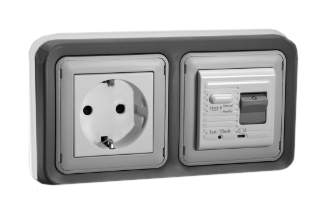 EUROPEAN SCHUKO 16 AMPERE-230 VOLT CEE 7/3 <font color="yellow">GFCI (RCBO/RCD)</font> OUTLET, TYPE F (EU1-16R), 50/60 Hz, <font color="yellow">(10mA. TRIP)</font>, PANEL MOUNT OR FLUSH BOX MOUNT, 2 POLE-3 WIRE GROUNDING (2P+E). GRAY. 
 
<BR><font color="yellow">Notes:</font>
<BR><font color="yellow">*</font> Mating flush mount wall box #77190-D. 
<BR><font color="yellow">*</font> Downstream outlets can be protected. Use on single phase 230 volt circuits only.
<BR><font color="yellow">*</font> Latched RCD, No reset after power failure. RCBO (single pole + neutral) provides over current protection.
<BR><font color="yellow">*</font> Screw terminal torque = 0.08Nm. Operating temp. = -5�C to +40�C. 
<BR><font color="yellow">*</font> Weatherproof IP66, IP55 rated outlets listed below. Scroll down to view.
<BR> <font color="yellow">*</font> Not for use on life support, medical equipment, refrigeration equipment.  
 <BR><font color="yellow">*</font> GFCI (RCBO/RCD) outlets are available for all countries. Contact us.  


