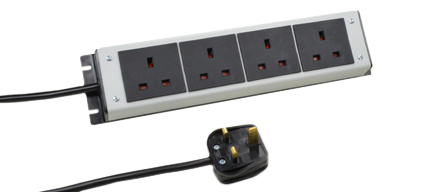 UK, BRITISH, UNITED KINGDOM 13 AMPERE-250 VOLT 4 OUTLET PDU POWER STRIP, BS 1363A TYPE G SOCKETS (UK1-13R), SHUTTERED CONTACTS, 2 POLE-3 WIRE GROUNDING (2P+E), 3.0 METER (9FT-10IN) CORD WITH 13A-250V (BS 1362) FUSED ANGLE PLUG (UK1-13P). BLACK/GRAY.

<br><font color="yellow">Notes: </font> 
<br><font color="yellow">*</font> For horizontal rack mount applications use #52019, #52019-BLK rack mounting plates.
<br><font color="yellow">*</font> British, United Kingdom power cords, plugs, GFCI-RCD outlets, connectors, socket strips, extension cords, plug adapters listed below in related products. Scroll down to view.

