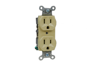 15 AMPERE-125 VOLT (NEMA 5-15R) AMERICAN DUPLEX RECEPTACLE, OUTLET, SOCKET, 2 POLE-3 WIRE GROUNDING, SPECIFICATION GRADE, IMPACT RESISTANT NYLON BODY. IVORY. 15A-125V (NEMA 5-15R) DUPLEX OUTLET. IVORY. 

<br><font color="yellow">Notes: </font> 
<br><font color="yellow">*</font> Locking versions that accept straight blade 15A-125V (NEMA 5-15P) plugs, Japan 15A-125V (JA1-15P) plugs are available. <font color="yellow">#78500-LK locking outlet prevents accidental disconnect.</font>
 
 