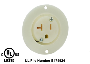 20 AMPERE-125 VOLT (NEMA 5-20R) FLANGED PANEL MOUNT POWER OUTLET (2P+E), 2 POLE-3 WIRE GROUNDING (2P+E), IMPACT RESISTANT NYLON BODY, SPECIFICATION GRADE. WHITE. 

<br><font color="yellow">Notes: </font> 
<br><font color="yellow">*</font> Outlet accepts NEMA 5-20P (20A-125V) & NEMA 5-15P (15A-125V) plugs.
<br><font color="yellow">*</font> For weatherproof / dustproof applications use #5200-WSC inlet cover and #5200-WTC terminal shield.
<br><font color="yellow">*</font> Temp. range = -40�C to +75�C.
<br><font color="yellow">*</font> Terminals accept 16AWG-10AWG, Max. torque = 11 in. lbs.
<br><font color="yellow">*</font> NEMA, IEC 60309, European, United Kingdom, Australian, International power outlets are listed below in related products. Scroll down to view.