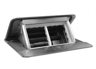 POP-UP FLOOR BOX WITH COVER, RATED IP40 (COVER CLOSED) (IP30 COVER OPEN), IK 07 IMPACT RESISTANT. FLUSH MOUNTS IN FLOORS, RAISED ACCESS FLOORS, COUNTERS, TABLES AND DESK TOPS. ALUMINUM FINISH.

<br><font color="yellow">Notes: </font>

<br><font color="yellow">*</font> Floor box accepts 45mmX45mm & 22.5mmX45mm size modular outlets, switches, devices.
<BR><font color="yellow">*</font> View European, British, International Outlets / Switches. <a href="https://www.internationalconfig.com/modular_electrical_devices.asp" style="text-decoration: none">[ Entire Modular Device Series ]</a>



<br><font color="yellow">*</font> Pop-Up floor box cover requires steel box # 54001X45 when used on concrete floors. Requires adapter kit # 54006X45 when used in raised floors or counters and desk tops. Adapter kit # 54006X45 includes mounting frame, insulated terminal cover and cable strain relief. Installation guide included.
<br><font color="yellow">*</font> IMPORTANT: Install British, UK, India, South Africa, China power outlets "Horizontally only". Install all other power outlets "Horizontally" when being used with "down angle or angled" type mating plugs or power cords. This allows the power cord plug and cord to clear (exit) the left side and right side of the floor box frame and cover.
<br><font color="yellow">*</font> Scroll down to view floor box mating outlets, sockets, switches and modular devices.