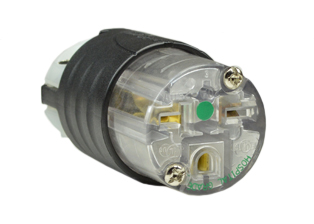 20A-250V HOSPITAL GRADE CONNECTOR, GREEN DOT NEMA 6-20R, POWER CORD DUST / MOISTURE SHIELD, IMPACT RESISTANT NYLON BODY, 2 POLE-3 WIRE GROUNDING (2P+E), TERMINALS ACCEPT 10/3, 12/3, 14/3, 16/3, 18/3 AWG CONDUCTORS, 0.230-0.720" CORD GRIP RANGE. UL/CSA LISTED. BLACK/CLEAR.  

<br><font color="yellow">Notes: </font> 
<br><font color="yellow">*</font> Connector accepts NEMA 6-20P (20A-250V) plugs & NEMA 6-15P (15A-250V) plugs.
<br><font color="yellow">*</font> Screw torque: Terminal screws = 12 in. lbs., Strain relief / assembly screws = 8-10 in. lbs.
<br><font color="yellow">*</font> Plugs, connectors, receptacles, power cords, power strips, weatherproof outlets are listed below in related products. Scroll down to view.
