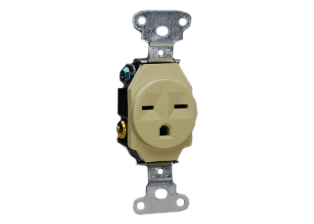 15 AMPERE-250 VOLT SINGLE OUTLET (NEMA 6-15R), 2 POLE-3 WIRE GROUNDING (2P+E), SPECIFICATION GRADE, IMPACT RESISTANT NYLON BODY. IVORY.

<br><font color="yellow">Notes: </font> 
<br><font color="yellow">*</font> NEMA 6-15R outlets connect with NEMA 6-15P (15A-250V) power cords, plugs.
<br><font color="yellow">*</font> NEMA 6-15 power cords, power strips, plugs, connectors, outlets, flanged inlets listed below in related products. Scroll down to view.