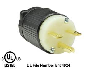 15 AMPERE-250 VOLT (NEMA 6-15P) PLUG, IMPACT RESISTANT NYLON BODY, 2 POLE-3 WIRE GROUNDING (2P+E), SPECIFICATION GRADE. BLACK / WHITE. TERMINALS ACCEPT 18/3, 16/3, 14/3, 12/3 AWG SIZE CONDUCTORS. STRAIN RELIEF (CORD GRIP RANGE) = 0.300-0.650" DIA.

<br><font color="yellow">Notes: </font> 
<br><font color="yellow">*</font> NEMA 6-15P plugs connect with NEMA 6-15R (15A-250V) & NEMA 6-20R (20A-250V) receptacles, connectors, outlets.
<br><font color="yellow">*</font> Screw torque: Terminal screws = 12 in. lbs, Strain relief / assembly screws = 8-10 in. lbs.
<br><font color="yellow">*</font> Temp. range = -40�C to +75�C.
<br><font color="yellow">*</font> Plugs, connectors, receptacles, power cords, power strips, weatherproof outlets are listed below in related products. Scroll down to view.

