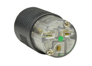 15A-250V HOSPITAL GRADE CONNECTOR, GREEN DOT NEMA 6-15R, POWER CORD DUST / MOISTURE SHIELD, IMPACT RESISTANT NYLON BODY, 2 POLE-3 WIRE GROUNDING (2P+E), TERMINALS ACCEPT 10/3, 12/3, 14/3, 16/3, 18/3 AWG CONDUCTORS, 0.230-0.720" CORD GRIP RANGE. UL/CSA LISTED. BLACK/CLEAR. 

<br><font color="yellow">Notes: </font> 
<br><font color="yellow">*</font> NEMA 6-15P plugs connect with NEMA 6-15R (15A-250V) & NEMA 6-20R (20A-250V) receptacles/connectors.
<br><font color="yellow">*</font> Screw torque: Terminal screws = 12 in. lbs., Strain relief / assembly screws = 8-10 in. lbs.
<br><font color="yellow">*</font> Plugs, connectors, receptacles, power cords, power strips, weatherproof outlets are listed below in related products. Scroll down to view.
