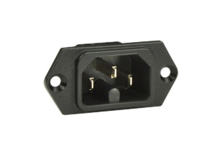 15A-250V IEC 60320 C-16 PANEL MOUNT POWER INLET, 4.8 x 0.8 mm (0.189" x 0.032") TERMINALS, 2 POLE-3 WIRE GROUNDING (2P+E). BLACK.

<br><font color="yellow">Notes: </font> 
<br><font color="yellow">*</font> Operating temp. = -25C to +120C.
<br><font color="yellow">*</font> Material = Thermoplastic, UL 94V-O.
<br><font color="yellow">*</font> Connects with C-15 power cords, connectors.
<br><font color="yellow">*</font> Power cords, connectors, inlets, plug adapters are listed below in related products. Scroll down to view.