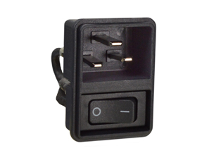 IEC 60320 C-20 INLET, 20 AMPERE-250 VOLT (UL/CSA) 16 AMPERE-250 VOLT (VDE), ON/OFF SWITCH (DPST), 2 POLE-3 WIRE GROUNDING, SNAP-IN PANEL MOUNT, 6.3 x 0.8 mm (0.250" x 0.032") Q.D. TERMINALS, UL 94V-O RATED. BLACK.

