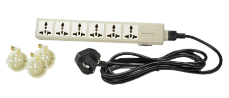UNIVERSAL BRITISH, UK, EUROPEAN, INTERNATIONAL MULTI-CONFIGURATION 6 OUTLET, 13 AMPERE-250 VOLT [3250 WATTS] PDU POWER STRIP, 50/60Hz, C-14 POWER INLET, SURGE PROTECTION, ILLUMINATED ON/OFF CIRCUIT BREAKER, 2 POLE-3 WIRE GROUNDING (2P+E), <font color="YELLOW"> UNITED KINGDOM, BRITISH BS 1363A POWER CORD, 2.5 METERS [8FT-2IN] LONG </font>. IVORY.

<br><font color="yellow">Notes: </font> 
<br><font color="yellow">*</font> C-14 power inlet accepts all IEC 60320 C-13, C-15 power cords, connectors.
 <br><font color="yellow">*</font> Universal outlets accept European, Germany, France, Belgium, UK, British, Italy, Denmark, Swiss, Australia, China, Japan, Brazil, Argentina, American, South America, Israel, Asia, Thailand plugs.

<br><font color="yellow">*</font> <font color="yellow"> Outlets also accepts South Africa, India Type D (5/6A-250V) BS 546 plugs, South Africa 16A-250V Type N (SANS 164-2) plugs.</font> Use #74900-SGA socket adapter to provide ground [Earth] connection when European CEE 7/4, CEE 7/7 Schuko plugs are used with #58208 outlets.
<br><font color="yellow">*</font> Three #74900-SGA socket adapters included.  
<br><font color="yellow">*</font> For PDU horizontal rack mount applications. Use #52019, #52019-BLK mounting plates.
<br><font color="yellow">*</font> Power cords, plugs, outlets, connectors are listed below in related products. Scroll down to view.
 

 
 