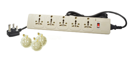 SOUTH AFRICA, UNIVERSAL MULTI-CONFIGURATION 13 AMPERE-250 VOLT PDU POWER STRIP, 5 OUTLETS, 50/60Hz, C-14 POWER INLET, SURGE PROTECTION, ILLUMINATED ON/OFF CIRCUIT BREAKER, 2 POLE-3 WIRE GROUNDING [2P+E], POWER CORD 2.5 METERS [8FT-2IN] LONG, <font color="YELLOW"> SOUTH AFRICA 16A-250V TYPE M SANS 164-1 (BS546) PLUG. </font> IVORY.


<br><font color="yellow">Notes: </font> 
<br><font color="yellow">*</font> <font color="yellow"> Outlets accept South Africa Type D (5A/6A-250V) plugs, South Africa Type M (16A-250V) plugs. </font> 

<br><font color="yellow">*</font> Outlets also accept European, UK, Italy, Denmark, Swiss, Australia, India, South Africa, China, Japan, Brazil, Argentina, American, South America, Israel, Asia, Thailand plugs.

<br><font color="yellow">*</font> Mating South Africa, International plug configurations are listed on the Dimensional Data Sheet.

<br><font color="yellow">*</font> Three #74900-SGA socket adapters included. Adapters provide ground [Earth Connection] when European CEE 7/4, CEE 7/7 Schuko plugs are used with # 58210 power strip.

<br><font color="yellow">*</font> PDU horizontal rack mount applications. Use #52019, #52019-BLK mounting plates.

 
 
 
 

  
 
 