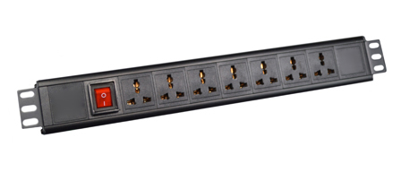 UNIVERSAL MULTI-CONFIGURATION 10 AMPERE 250 VOLT 7 OUTLET PDU POWER STRIP, 19" HORIZONTAL RACK MOUNT, (1.5U), ILLUMINATED D.P. SWITCH, IEC 60320 C-14 POWER INLET  <font color="yellow">(ON BACK SIDE OF STRIP)</font>, METAL ENCLOSURE, 2 POLE-3 WIRE GROUNDING (2P+E). BLACK.

<br><font color="yellow">Notes: </font> 
<br><font color="yellow">*</font> Operating Temp. = -10C to +60C.
<br><font color="yellow">*</font> Storage Temp. = -25C to +65C.
<br><font color="yellow">*</font> Plug adapter #30140-A available. Provides "Earth" grounding connection (2P+E) for CEE 7/7, CEE 7/4 European Schuko, French plugs used with universal power strips.
<br><font color="yellow">*</font> C-14 inlet accepts all C-13, C-15 power cords, connectors.
<br><font color="yellow">*</font> View Dimensional Data Sheet for mating International, European, Thailand , China, American Plugs.
<br><font color="yellow">*</font> Mounting brackets reversible for vertical mount applications.
<br><font color="yellow">*</font> Complete range of Universal Multi Configuration Power Strips. <a href="https://www.internationalconfig.com/multi-configuration-universal-power-strips-multiple-outlet-pdu-power-distribution-units.asp" style="text-decoration: none">Universal Power Strips Link</a>
<br><font color="yellow">*</Mating power cords listed below in related products. Scroll down to view.

