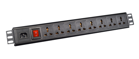 UNIVERSAL MULTI-CONFIGURATION 10 AMPERE 250 VOLT 8 OUTLET PDU POWER STRIP, 19" HORIZONTAL RACK MOUNT, (1.5U), ILLUMINATED D.P. SWITCH, IEC 60320 C-14 POWER INLET, METAL ENCLOSURE, 2 POLE-3 WIRE GROUNDING (2P+E). BLACK.

<br><font color="yellow">Notes: </font> 
<br><font color="yellow">*</font> Operating Temp. = -10�C to +60�C.
<br><font color="yellow">*</font> Storage Temp. = -25�C to +65�C.
<br><font color="yellow">*</font> Plug adapter #30140-A available. Provides "Earth" grounding connection (2P+E) for CEE 7/7, CEE 7/4 European Schuko, French plugs used with universal power strips.
<br><font color="yellow">*</font> C-14 inlet accepts all C-13, C-15 power cords, connectors.
<br><font color="yellow">*</font> View Dimensional Data Sheet for mating International, European, Thailand , China, American Plugs.

<br><font color="yellow">*</font> Mounting brackets reversible for vertical mount applications.
<br><font color="yellow">*</font> Complete range of Universal Multi Configuration Power Strips. <a href="https://www.internationalconfig.com/multi-configuration-universal-power-strips-multiple-outlet-pdu-power-distribution-units.asp" style="text-decoration: none">Universal Power Strips Link</a>
<br><font color="yellow">*</font> Mating power cords listed below in related products. Scroll down to view.

