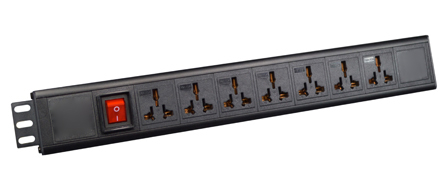 UNIVERSAL MULTI-CONFIGURATION 16 AMPERE 250 VOLT 7 OUTLET PDU POWER STRIP, 19" VERTICAL RACK / SURFACE MOUNT, (1.5U), ILLUMINATED D.P. SWITCH, IEC 60320 C-20 POWER INLET <font color="yellow">(ON BACK SIDE OF STRIP)</font>, METAL ENCLOSURE, 2 POLE-3 WIRE GROUNDING (2P+E). BLACK.

<br><font color="yellow">Notes: </font> 
<br><font color="yellow">*</font> Operating Temp. = -10C to +60C.
<br><font color="yellow">*</font> Storage Temp. = -25C to +65C.
<br><font color="yellow">*</font> Plug adapter #30140-A available. Provides "Earth" grounding connection (2P+E) for CEE 7/7, CEE 7/4 European Schuko, French plugs used with universal power strips.
<br><font color="yellow">*</font> C-20 inlet accepts all C-19 power cords, connectors.
<br><font color="yellow">*</font> View Dimensional Data Sheet for mating European, British Plugs & China 16 Ampere ,10 Ampere plugs.
<br><font color="yellow">*</font> Mounting brackets reversible for horizontal mount applications.
<br><font color="yellow">*</font> Complete range of Universal Multi Configuration Power Strips. <a href="https://www.internationalconfig.com/multi-configuration-universal-power-strips-multiple-outlet-pdu-power-distribution-units.asp" style="text-decoration: none">Universal Power Strips Link</a>
<br><font color="yellow">*</font> Mating power cords listed below in related products. Scroll down to view.

