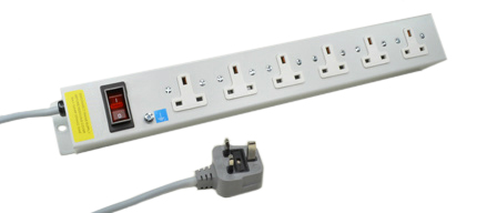 BRITISH, UNITED KINGDOM 13 AMPERE-250 VOLT BS 1363A TYPE G [UK1-13R] 6 OUTLET PDU POWER STRIP, SHUTTERED CONTACTS, ILLUMINATED 12 AMP. D.P. CIRCUIT BREAKER, 2 POLE-3 WIRE GROUNDING (2P+E), SURFACE OR "19 IN" RACK MOUNT, METAL ENCLOSURE, 2.0 METER (6FT-7IN) CORD, [UK1-13P] BS 1362 13 AMP. FUSED PLUG. GRAY.

<br><font color="yellow">Notes: </font> 
<br><font color="yellow">*</font> Operating Temp. = 0C to +60C.
<br><font color="yellow">*</font> Storage Temp. = -10C to +70C.
<br><font color="yellow">*</font> British, United Kingdom power cords, plugs, GFCI-RCD outlets, connectors, socket strips, extension cords, plug adapters listed below in related products. Scroll down to view.
