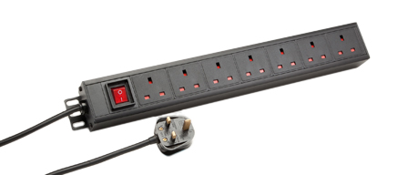 BRITISH, UNITED KINGDOM 13 AMPERE-250 VOLT [3250 WATT MAX.], 50/60-Hz, BS 1363A TYPE G [UK1-13R] 7 OUTLET PDU POWER STRIP, SHUTTERED CONTACTS, ON/OFF ILLUMINATED D.P. SWITCH, 2 POLE-3 WIRE GROUNDING [2P+E], SURFACE OR "19 IN" RACK MOUNT, 1.5U SIZE, METAL ENCLOSURE, 3.0 METER [9FT-10IN] CORD, [UK1-13P] BS1362 13 AMP. FUSED PLUG. BLACK.

<br><font color="yellow">Notes: </font> 
<br><font color="yellow">*</font> Operating Temp. = -10C to +60C.
<br><font color="yellow">*</font> Storage Temp. = -25C to +65C.
<br><font color="yellow">*</font> British, United Kingdom power cords, plugs, GFCI-RCD outlets, connectors, socket strips, extension cords, plug adapters listed below in related products. Scroll down to view.