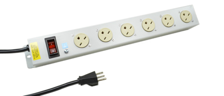 AMERICA, CANADA (NEMA) 15 AMPERE-250 VOLT (NEMA 6-15R) 6 OUTLET PDU POWER STRIP, ILLUMINATED 15 AMP. DOUBLE POLE CIRCUIT BREAKER, METAL ENCLOSURE, "19" IN. VERTICAL RACK/SURFACE MOUNTING, 2 POLE-3 WIRE GROUNDING (2P+E), 2.0 METER (6FT-7IN) CORD. GRAY.

<br><font color="yellow">Notes: </font> 
<br><font color="yellow">*</font> Operating temp. = 0�C to +60�C.
<br><font color="yellow">*</font> Storage temp. = -10�C to +70�C.
<br><font color="yellow">*</font> America, Canada (NEMA) plugs, outlets, power cords, connectors, outlet strips, GFCI outlets, receptacles listed below in related products. Scroll down to view.