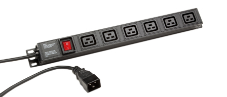 IEC 60320 C-19, C-20 16 AMPERE-250 VOLT 6 OUTLET PDU POWER STRIP, "19" IN. VERTICAL RACK MOUNT/ SURFACE MOUNT, (1U) METAL ENCLOSURE, ILLUMINATED DOUBLE POLE SWITCH, 2 POLE-3 WIRE GROUNDING (2P+E), 3.0 METER (9FT-10IN) CORD, IEC 60320 C-20 PLUG. BLACK. 

<br><font color="yellow">Notes: </font> 
<br><font color="yellow">*</font> Operating temp. = 0C to +60C.
<br><font color="yellow">*</font> Storage temp. = -25C to +65C.
<br><font color="yellow">*</font> IEC 60320 C19, C20 power cords, plugs, outlets, connectors, outlet strips, inlets, sockets, receptacles listed below in related products. Scroll down to view.
 