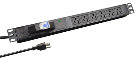 AMERICAN, CANADA (NEMA) 15 AMPERE-125 VOLT, TYPE B (NEMA 5-15R) 19 IN. HORIZONTAL RACK MOUNT (1U) 6 OUTLET PDU POWER STRIP, SURGE PROTECTION (LED INDICATOR), 15 AMP CIRCUIT BREAKER (OVERLOAD PROTECTION), METAL ENCLOSURE, 2 POLE-3 WIRE GROUNDING (2P+E), 14/3 AWG, NEMA 5-15P PLUG, 3.0 METER (9FT-10IN) CORD, BLACK.

<br><font color="yellow">Notes: </font> 
<br><font color="yellow">*</font> Operating temp. = -10�C to +45�C.
<br><font color="yellow">*</font> Storage temp. = -20�C to +55�C.