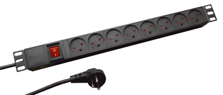 ISRAEL 16 AMPERE 250 VOLT SI 32 TYPE H (IS1-16R) 8 OUTLET PDU POWER STRIP, "19" HORIZONTAL RACK MOUNT, (1U SIZE), SHUTTERED CONTACTS, D.P. SWITCH, PILOT LIGHT, 50/60HZ, METAL ENCLOSURE, 2 POLE-3 WIRE GROUNDING (2P+E), 1.5mm2 CORD, 3.0 METERS (9FT-10IN) LONG. BLACK. 

<br><font color="yellow">Notes: </font> 
<br><font color="yellow">*</font> Operating temp. = -10�C to +60�C.
<br><font color="yellow">*</font> Storage temp. = -25�C to +65�C.
<br><font color="yellow">*</font> Israeli plugs, outlets, power cords, connectors, outlet strips, GFCI sockets listed below in related products. Scroll down to view.



