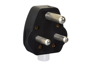 INDIA PLUG, 16 AMPERE-250 VOLT, IS 1293:2005 <font color="yellow"> TYPE M </font> (IN1-16P), REWIREABLE ANGLE PLUG, 2 POLE-3 WIRE GROUNDING (2P+E), TERMINAL SCREW TORQU E= 1.2Nm, MAX. CORD O.D. = 0.472" (12mm). BLACK (MATTE).

<br><font color="yellow">Notes: </font> 
<br><font color="yellow">*</font> ISI mark, BIS approved.
<BR><font color="yellow">*</font> Plug mates with India 16A-250V type M outlets (IN1-16R).  
<br><font color="yellow">*</font> Power cords, plugs, outlets, GFCI/RCD sockets, PDU power strips, plug adapters listed below. Scroll down to view.
