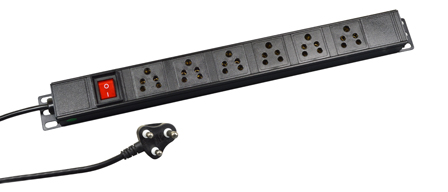 INDIA PDU POWER STRIP, 6 AMPERE-250 VOLT, 6 OUTLETS <font color="yellow"> (TYPE D RATED 6A-250V) </font> (IN2-6R) IS 1293:2005, METAL ENCLOSURE, "19 IN." VERTICAL / SURFACE RACK MOUNT, ILLUMINATED DOUBLE POLE SWITCH, 2 Pole-3 WIRE GROUNDING (2P+E), 3.0 METER (9FT-10IN) CORD, <font color="yellow"> 16A-250V TYPE M PLUG</font>. BLACK.

<BR> <font color="yellow"> Notes:</font>
<BR><font color="yellow">*</font> Outlets Accept India <font color="yellow"> (3A-250V & 6A-250V) TYPE D Plugs Only.</font>

<BR><font color="yellow">*</font> Power Cord Plug,<font color="yellow">16A-250V Type M Plug.</font>
</font>

<BR><font color="yellow">*</font> Operating temp. = -10�C to +60�C.
<BR><font color="yellow">*</font> Storage temp. = -10�C to +70�C.
<BR><font color="yellow">*</font> Power cords, plugs, outlets, GFCI/RCD sockets, plug adapters listed below. Scroll down to view.


 
 
 