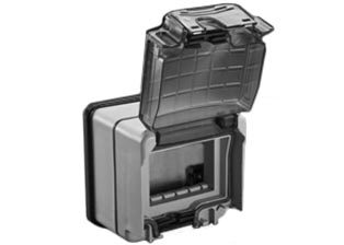 WEATHERPROOF IP66 RATED SURFACE MOUNT 1 GANG WALL BOX WITH TRANSPARENT LIFT LID COVER. ACCEPTS 22.5mmX45mm, 45mmX45mm, 67.5mmX45mm MODULAR SIZE DEVICES. GRAY.

<br><font color="yellow">Notes: </font>
<BR><font color="yellow">*</font> View Modular European, British, International Outlets / Switches. <a href="https://www.internationalconfig.com/modular_electrical_devices.asp" style="text-decoration: none">[ Entire Modular Device Series ]</a> 
<br><font color="yellow">*</font> Not for use with # 74452X45 circuit breaker.